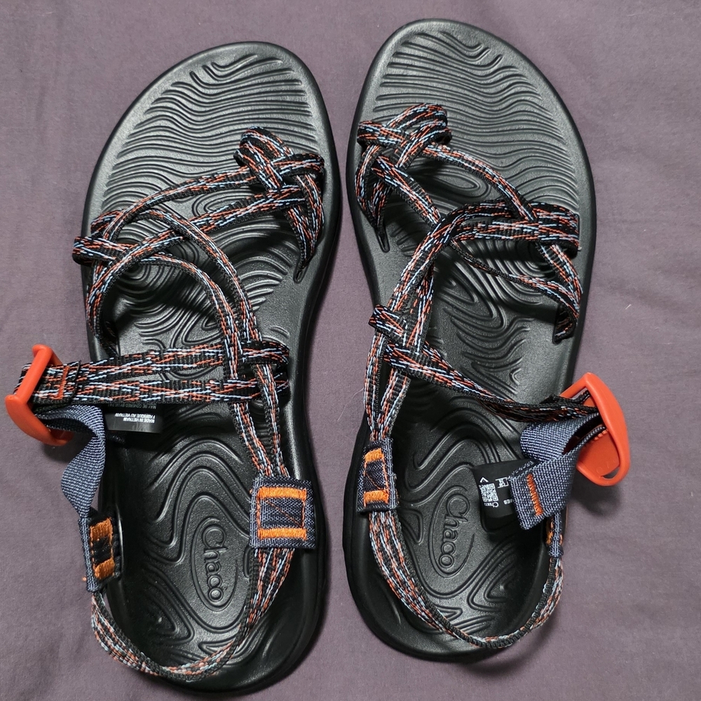 New Chaco Black and Red Strappy Sandals.